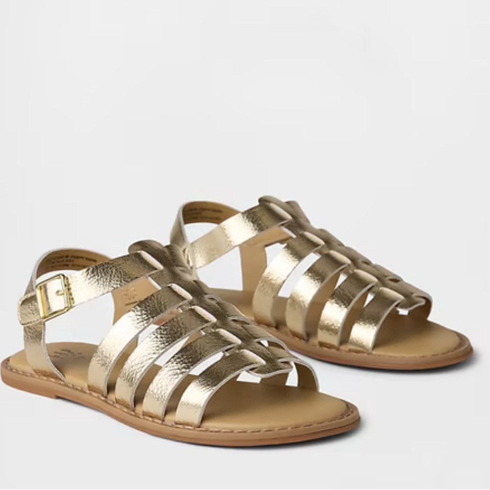 New GAP Metallic Strappy Gold Kids Sandals - Girls Gladiator Sandals
